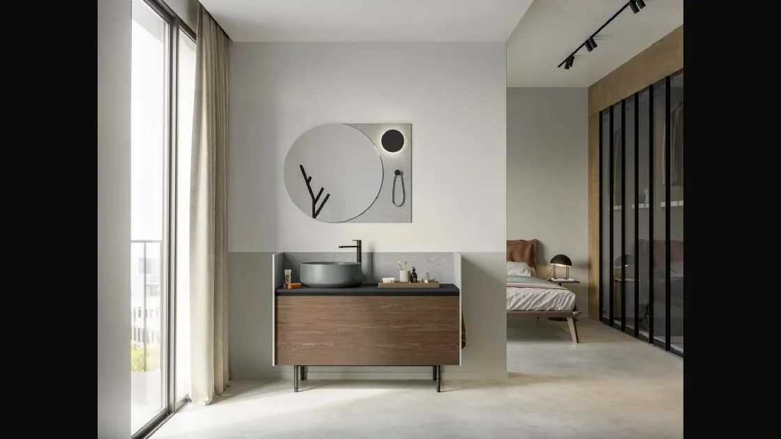 Mobile da Bagno a terra Deep 02 in essenza rovere castoro di Birex