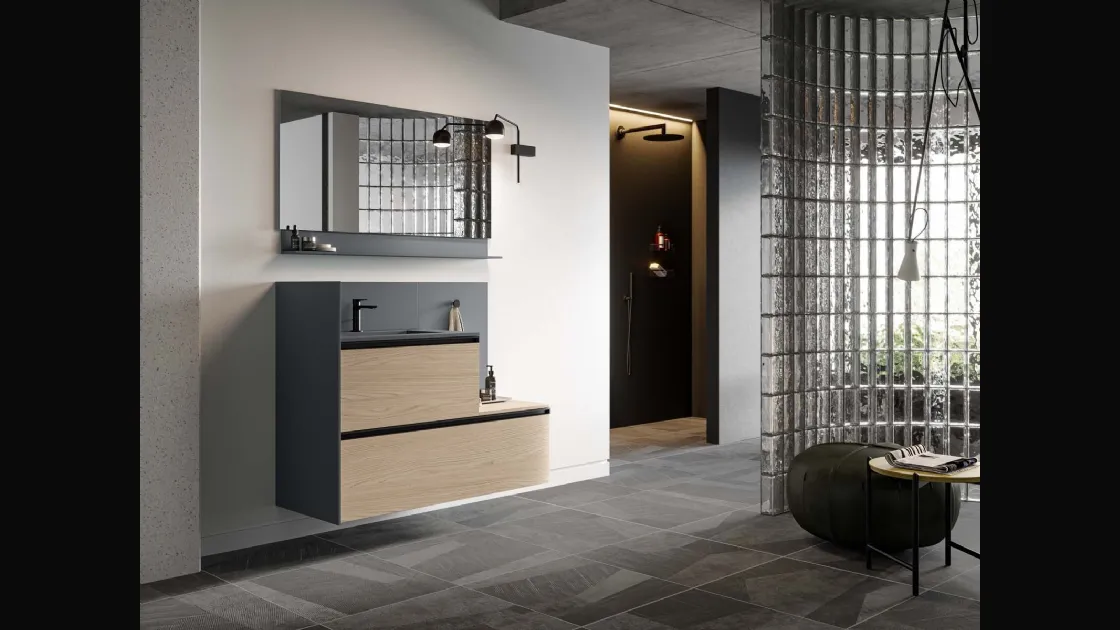 Mobile da Bagno sospeso Deep 03 in materico rovere Virginia di Birex