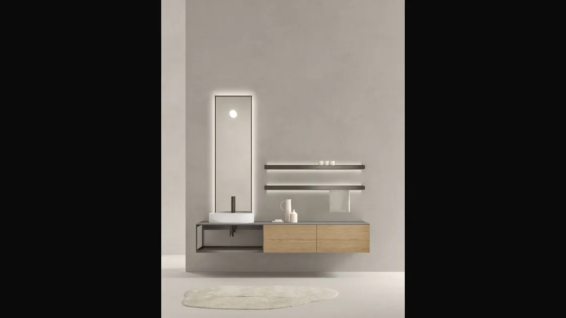 Mobile da Bagno sospeso in rovere miele Fjord 24 04 di Milldue