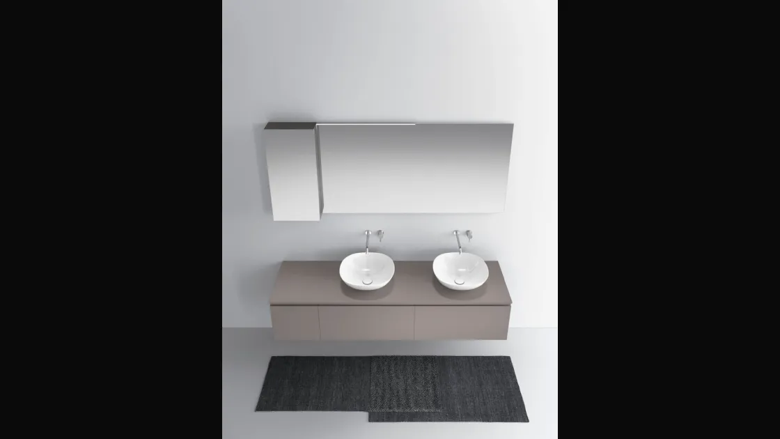 Mobile da Bagno sospeso in laccato opaco seta One 19 04 di Milldue