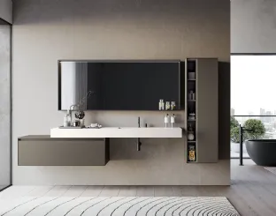 Mobile da Bagno sospeso in laccato opaco grigio Traccia 01 di Birex