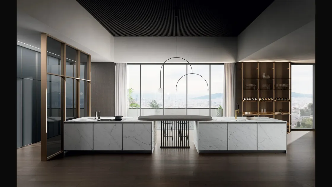 Cucina Moderna con penisola Kronos 01 in laminam di Arredo3